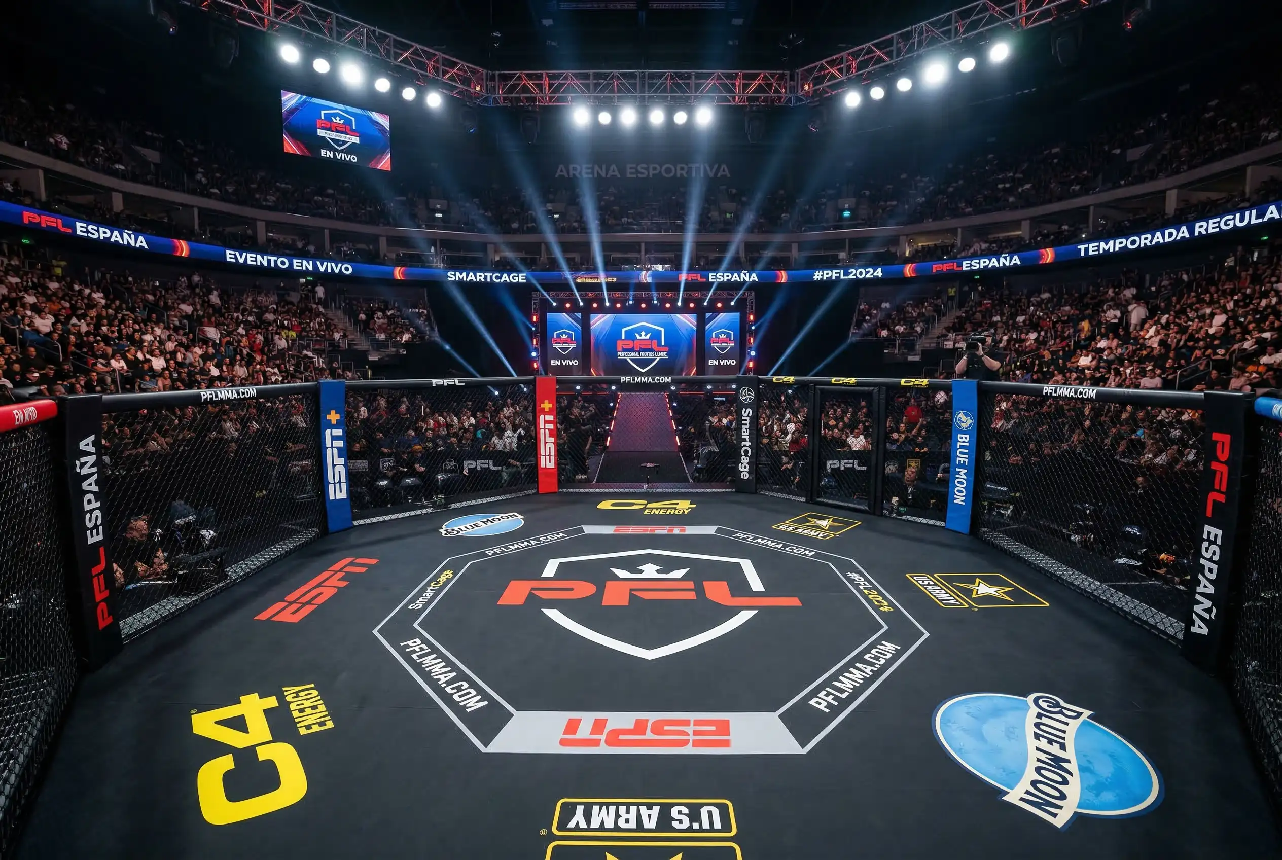 Octágono de PFL durante evento de MMA