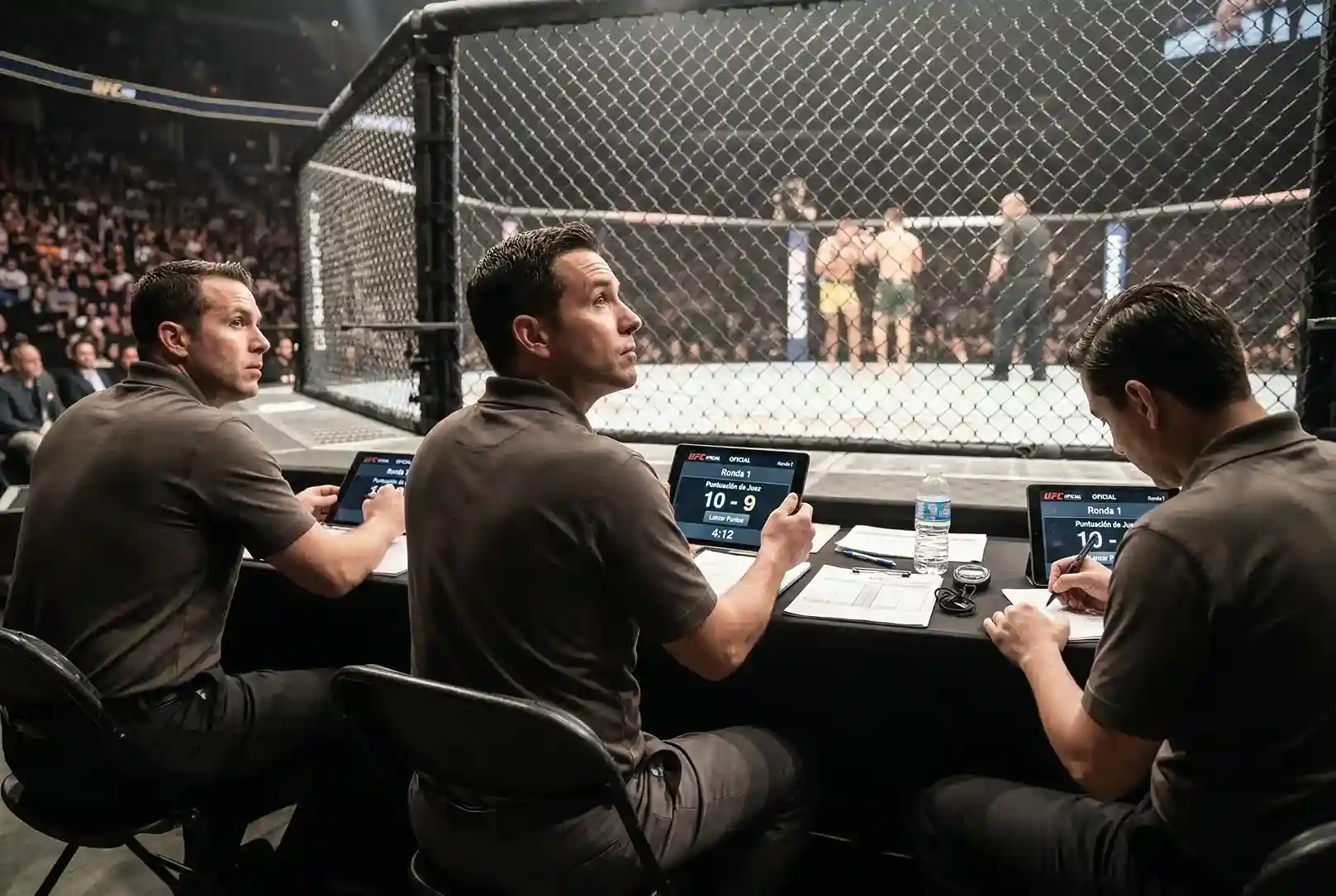 Mesa de jueces durante evento de UFC