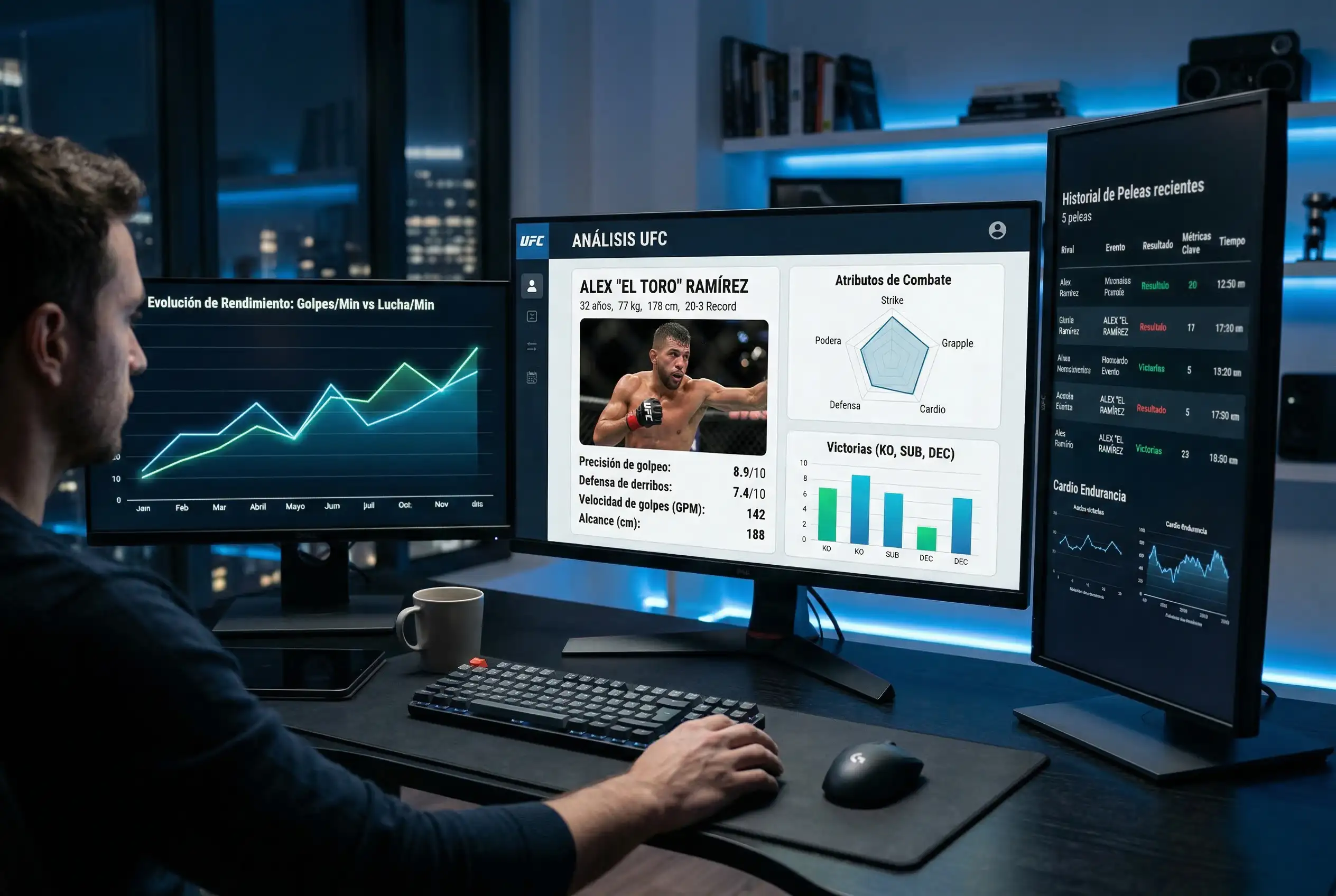 Gráficos de estadísticas de rendimiento UFC
