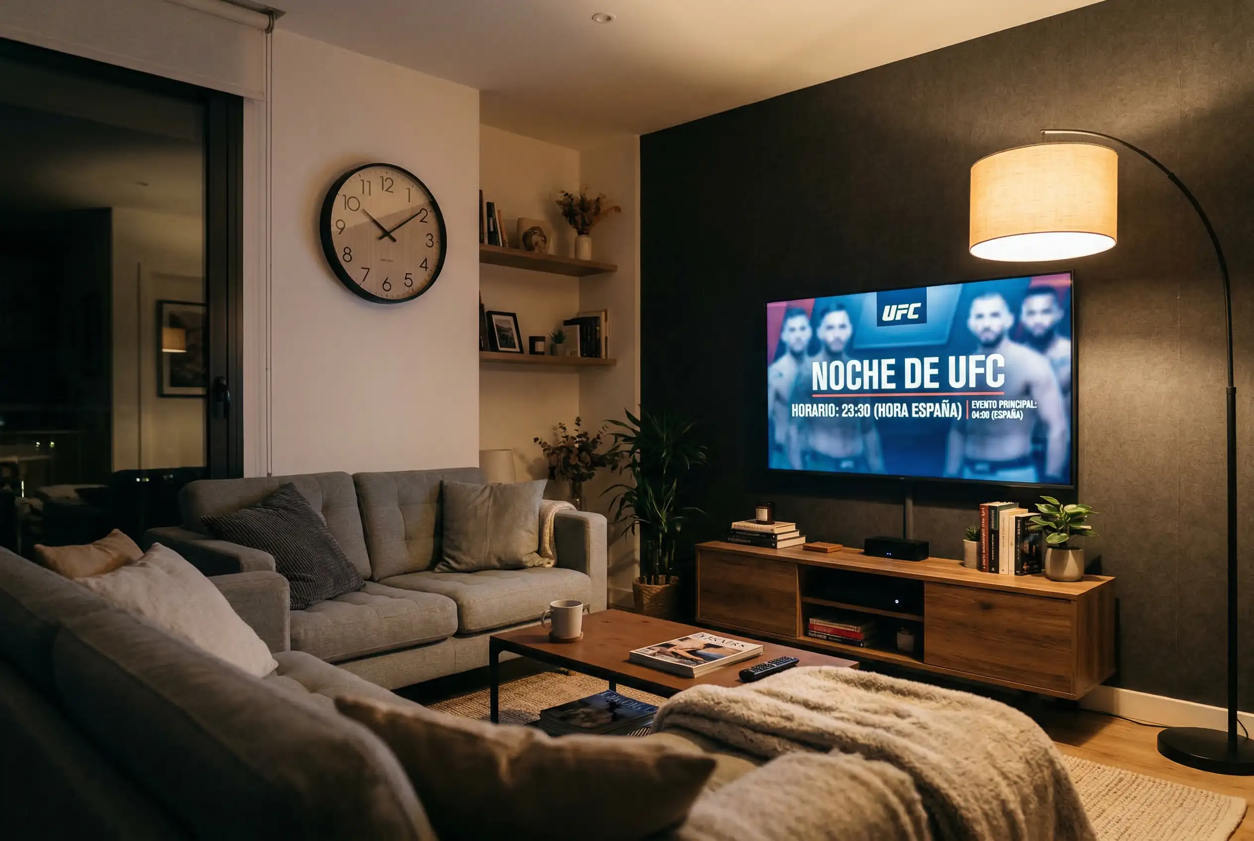 Reloj mostrando horario de evento UFC en España