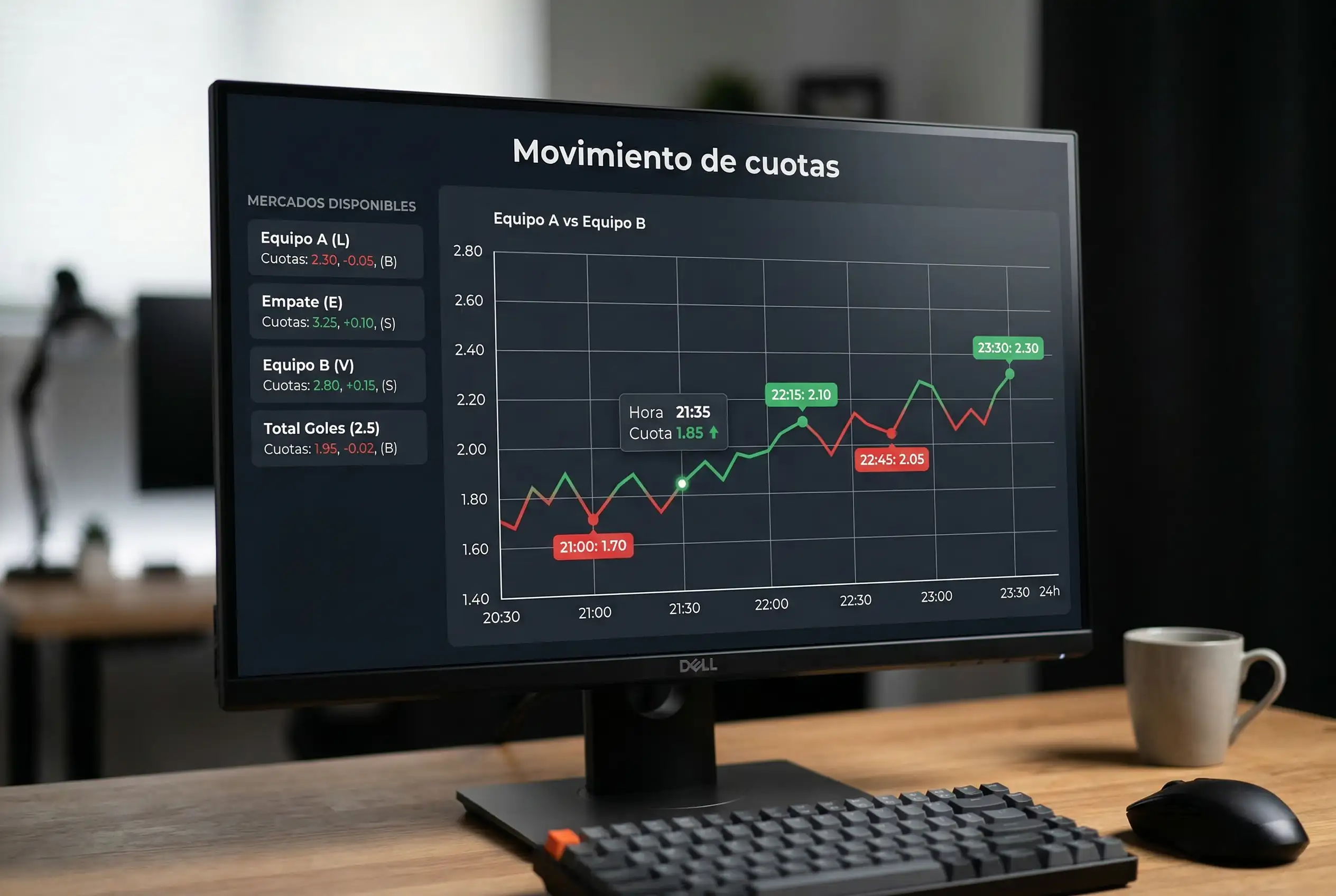 Gráfico de movimiento de cuotas en apuestas UFC