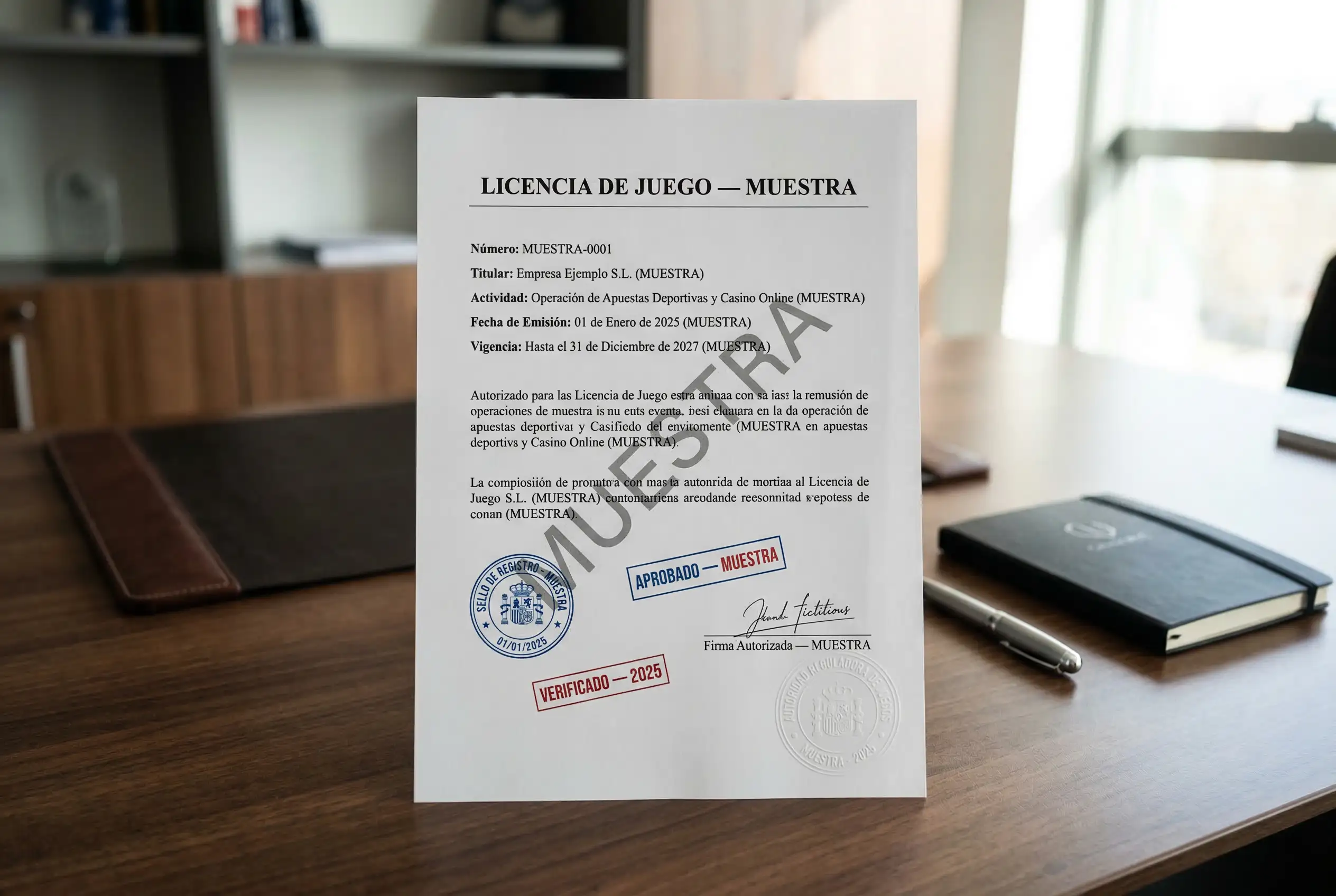 Documento oficial de licencia DGOJ para apuestas