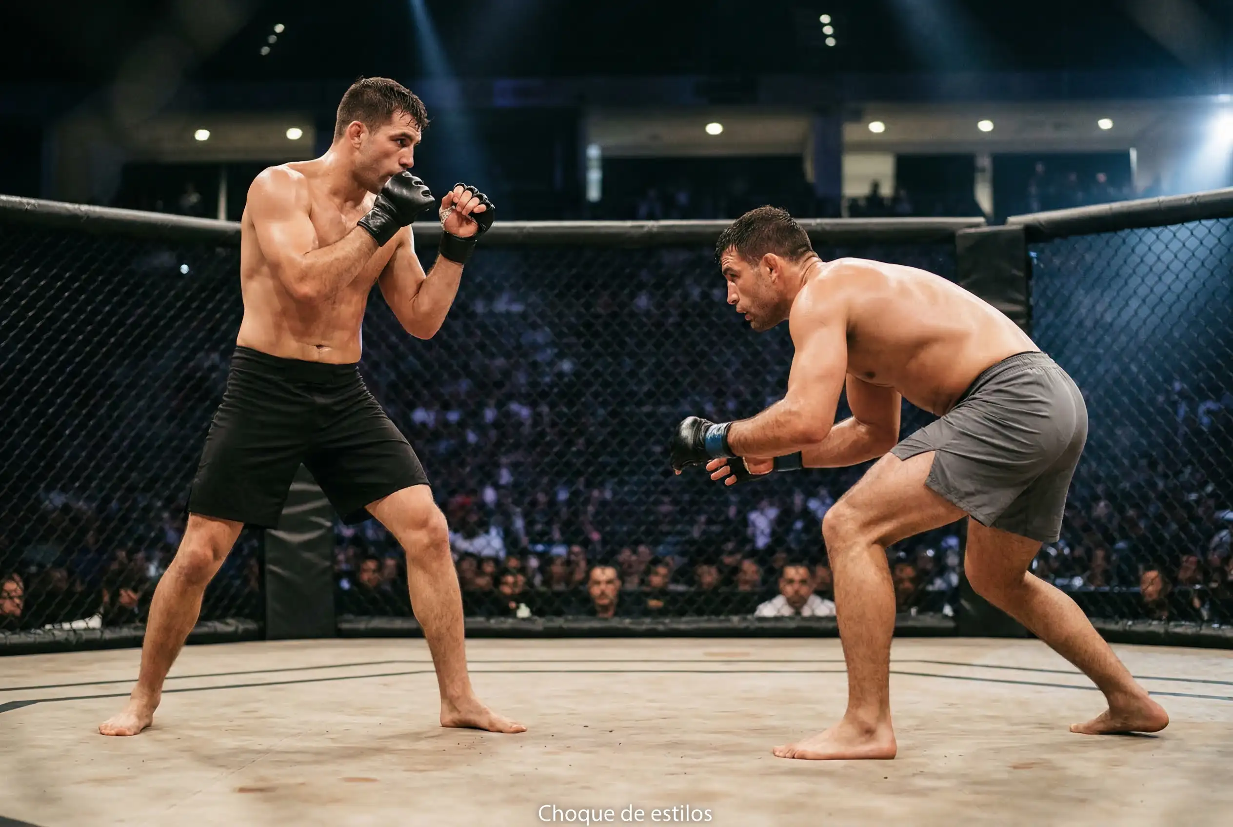 Confrontación entre striker y grappler en octágono UFC